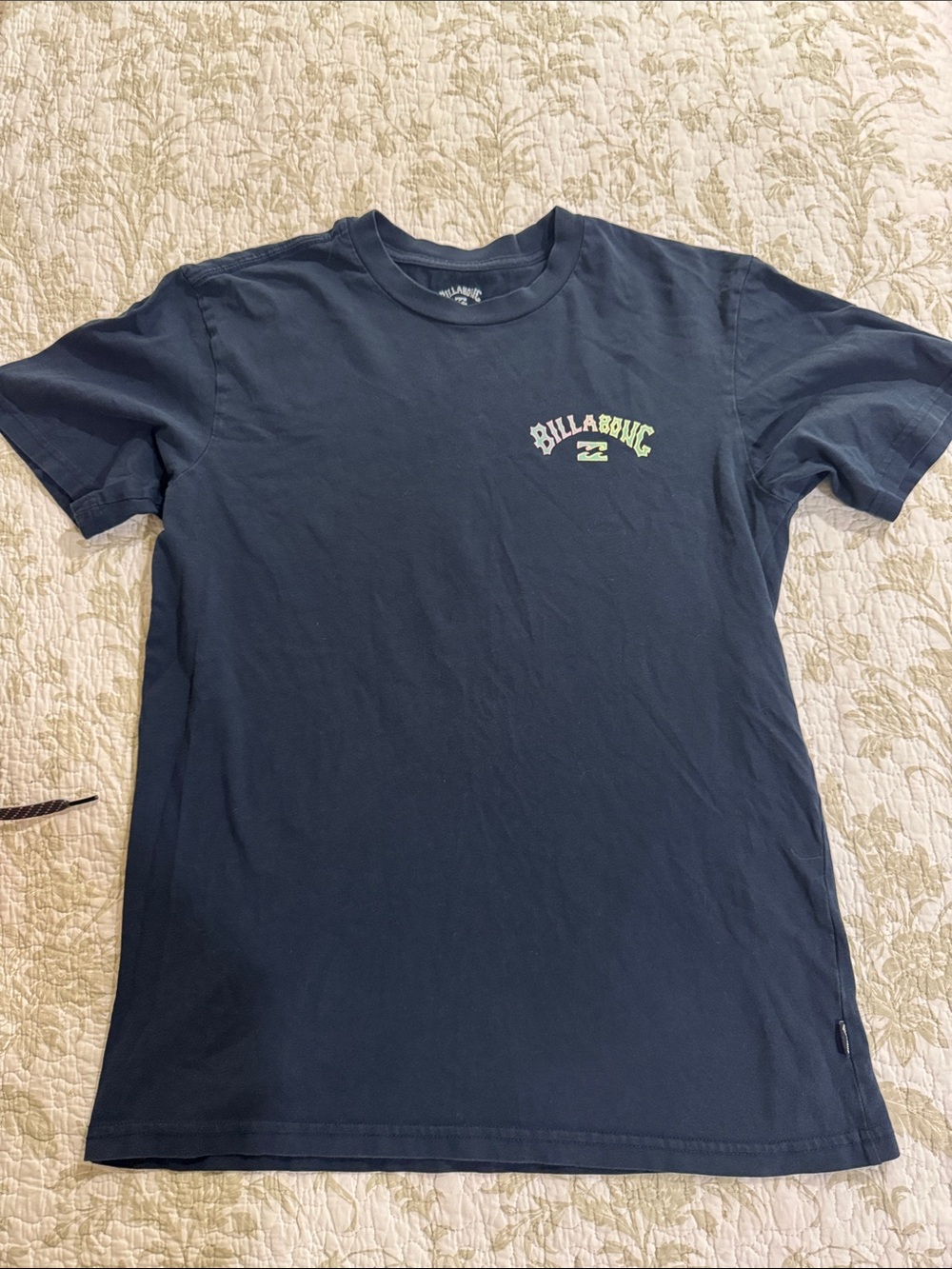 Billabong Men's Navy T-Shirt with Lime Logo